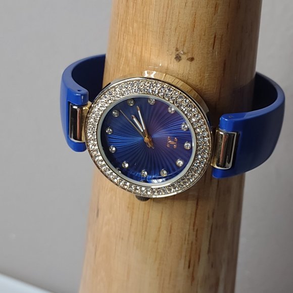 Blue And Gold Tone 6 Inch Cuff Watch - Picture 10 of 12